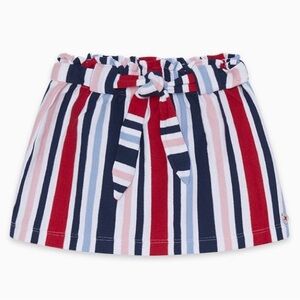 Girls' Striped Tie-Waist Skirt in Red, Navy & Pink